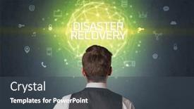  Presentation with disaster recovery - Slide set consisting of rear-view-of-a-businessman background and a dark gray colored foreground
