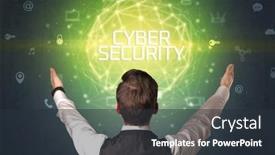  Presentation with cyber security - Beautiful slide deck featuring rear-view-of-a-businessman backdrop and a tawny brown colored foreground