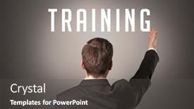  Presentation with business training - Colorful presentation design enhanced with rear-view-of-a-businessman backdrop and a dark gray colored foreground