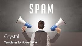  Presentation with spam - Slide deck with rear-view-of-a-businessman background and a gray colored foreground