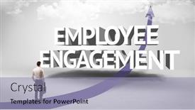  Presentation with employee engagement - Cool new PPT layouts with rear-view-of-a-businessman backdrop and a light blue colored foreground