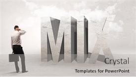  Presentation with attention - Audience pleasing PPT layouts consisting of rear-view-of-a-businessman backdrop and a light gray colored foreground