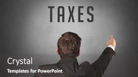  Presentation with taxes - Colorful slide set enhanced with rear-view-of-a-businessman backdrop and a dark gray colored foreground
