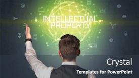 Presentation with intellectual property security - Presentation design with rear-view-of-a-businessman background and a tawny brown colored foreground