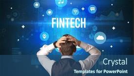  Presentation with fintech - Audience pleasing slide set consisting of rear-view-of-a-businessman backdrop and a ocean colored foreground