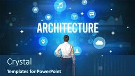  Presentation with architecture - Slide deck having rear-view-of-a-businessman background and a ocean colored foreground