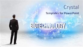  Presentation with biotechnology - Slides with rear-view-of-a-businessman background and a sky blue colored foreground