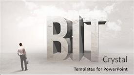  Presentation with attention - PPT theme enhanced with rear-view-of-a-businessman background and a light gray colored foreground