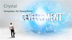  Presentation with development - Cool new presentation theme with rear-view-of-a-businessman backdrop and a sky blue colored foreground
