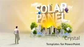  Presentation with solar panel - PPT theme enhanced with rear-view-of-a-businessman background and a soft green colored foreground