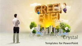 Presentation with fuel - Amazing PPT theme having rear-view-of-a-businessman backdrop and a soft green colored foreground