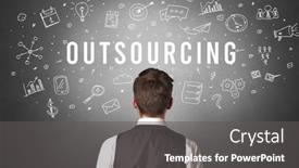  Presentation with business outsourcing - Beautiful slides featuring rear-view-of-a-businessman backdrop and a dark gray colored foreground