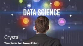  Presentation with data science - Presentation theme having rear-view-of-a-businessman background and a dark gray colored foreground
