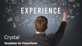  Presentation with business experience - Beautiful PPT theme featuring rear-view-of-a-businessman backdrop and a dark gray colored foreground