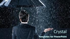  Presentation with under umbrella - Slides with rear-view-of-a-businessman background and a navy blue colored foreground