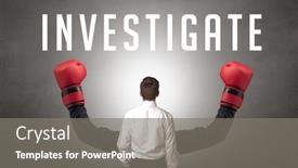  Presentation with investigate - Colorful theme enhanced with rear-view-of-a-businessman backdrop and a gray colored foreground