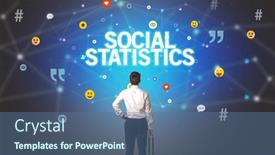  Presentation with statistics - PPT theme with rear-view-of-a-businessman background and a ocean colored foreground