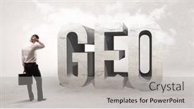  Presentation with geo - Presentation theme consisting of rear-view-of-a-businessman background and a light gray colored foreground