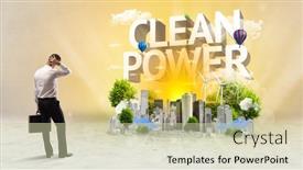  Presentation with power protection - Presentation theme with rear-view-of-a-businessman background and a soft green colored foreground
