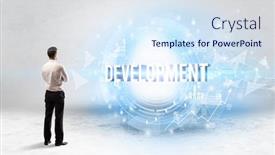  Presentation with development - Audience pleasing presentation consisting of rear-view-of-a-businessman backdrop and a sky blue colored foreground