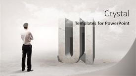  Presentation with attention - Beautiful presentation featuring rear-view-of-a-businessman backdrop and a sky blue colored foreground