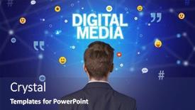  Presentation with social - PPT theme consisting of rear-view-of-a-businessman background and a ocean colored foreground