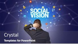  Presentation with social - Theme consisting of rear-view-of-a-businessman background and a ocean colored foreground