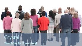  Presentation with group - Slide set with rear-view-of-a-casual background and a ocean colored foreground