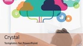  Presentation with cloud computing - Presentation theme with office against apps and cloud background and a coral colored foreground