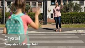  Presentation with pedestrian crossing - Slides enhanced with rear-view-of-a-caucasian background and a gray colored foreground