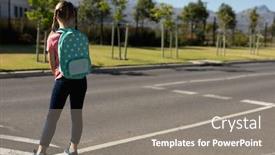  Presentation with pedestrian crossing - PPT layouts featuring rear-view-of-a-caucasian background and a gray colored foreground