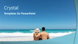  Presentation with sky blue - PPT theme with rear-view-of-a-caucasian background and a ocean colored foreground