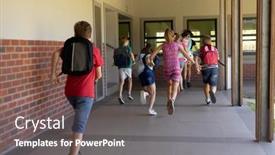  Presentation with elementary school - Presentation theme enhanced with rear-view-of-a-diverse background and a  colored foreground