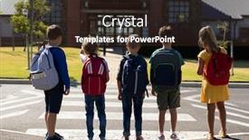  Presentation with pedestrian - Beautiful theme featuring rear-view-of-a-group backdrop and a wine colored foreground