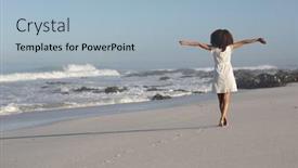  Presentation with sea sun - Presentation enhanced with rear-view-of-a-happy background and a light blue colored foreground