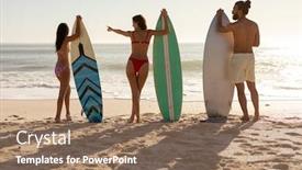  Presentation with multi ethnic group - PPT layouts featuring rear-view-of-a-multi background and a coral colored foreground