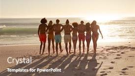  Presentation with multi ethnic group - Amazing presentation theme having rear-view-of-a-multi backdrop and a tawny brown colored foreground