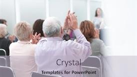  Presentation with listening - Beautiful presentation theme featuring rear-view-of-a-senior backdrop and a light gray colored foreground