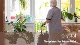  Presentation with walking - Slide set enhanced with rear-view-of-a-senior background and a violet colored foreground