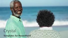  Presentation with senior couple - PPT theme enhanced with rear-view-of-a-senior background and a mint green colored foreground