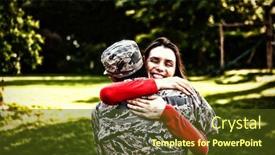  Presentation with faces lots adult mixed - PPT layouts with rear-view-of-a-young background and a tawny brown colored foreground