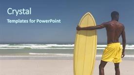  Presentation with elementary school female career day african american - Beautiful slide set featuring rear view of african american backdrop and a ocean colored foreground