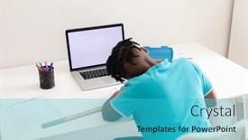  Presentation with lockdown - Cool new slide set with rear-view-of-african-american backdrop and a cyan colored foreground