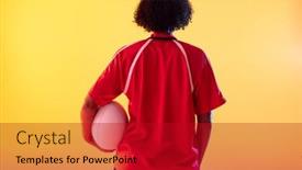  Presentation with female sport - Presentation theme consisting of rear-view-of-african-american background and a crimson colored foreground