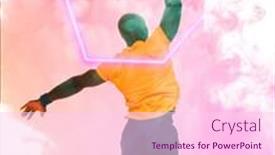  Presentation with hexagon - Slides featuring rear-view-of-african-american background and a pink colored foreground