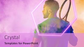  Presentation with hexagon - PPT theme having rear-view-of-african-american background and a  colored foreground