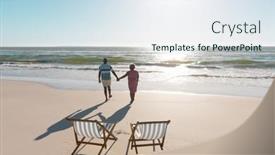  Presentation with walking together - PPT layouts with rear-view-of-african-american background and a sky blue colored foreground