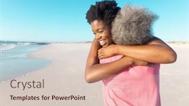  Presentation with happy retirement - Presentation design featuring rear-view-of-african-american background and a soft green colored foreground