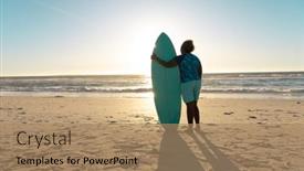  Presentation with african sunset - Slides featuring rear-view-of-african-american background and a coral colored foreground