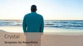  Presentation with retirement - PPT theme featuring rear-view-of-african-american background and a coral colored foreground